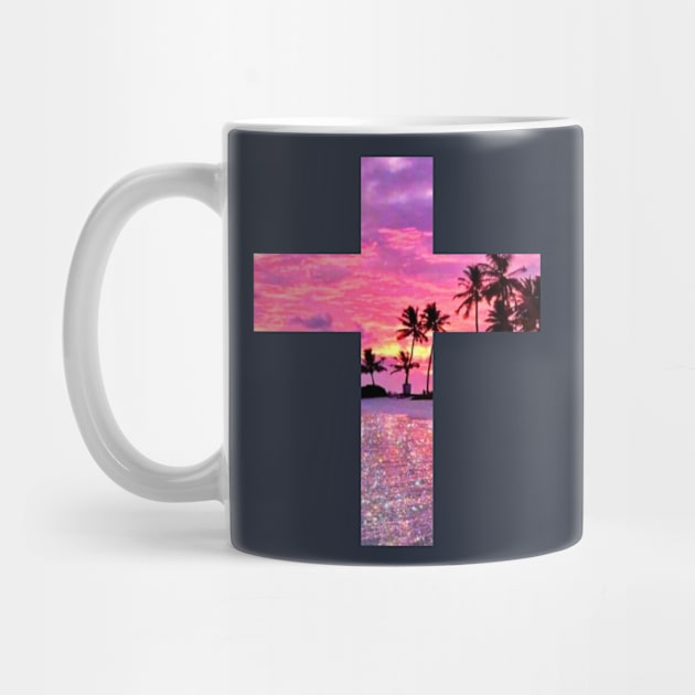 Sunset Christian Cross by ChristianShirtsStudios